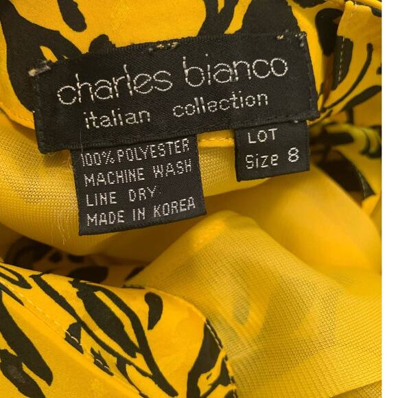 Charles Bianco vintage yellow floral short dolman sleeves midi dress size 8 - Picture 3 of 11